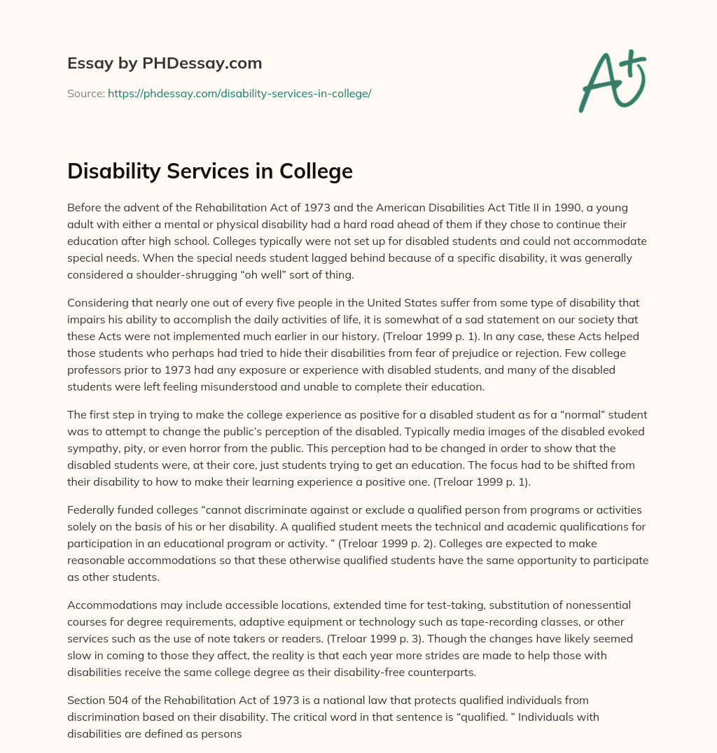 college essay about disability