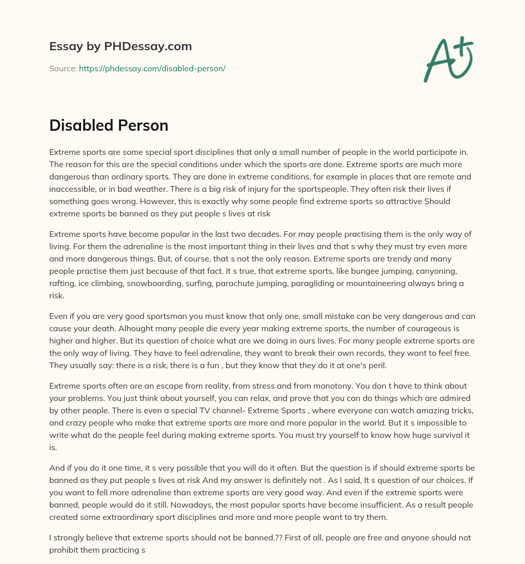 Disabled Person essay