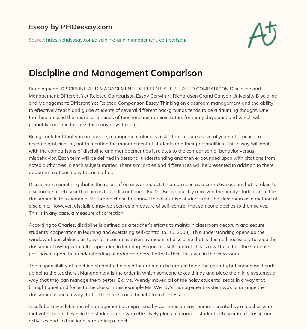 Discipline and Management Comparison essay