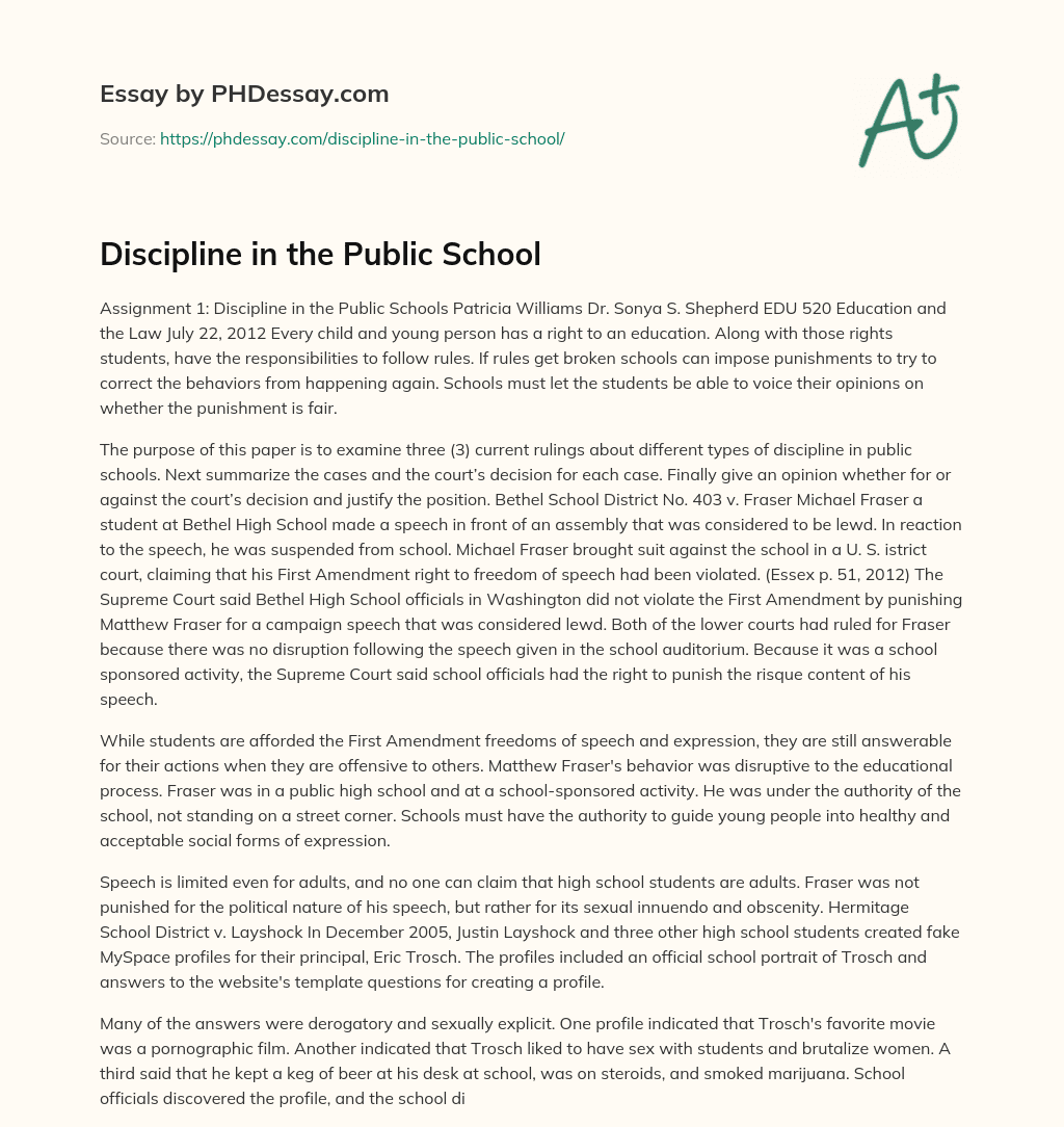 Discipline in the Public School essay