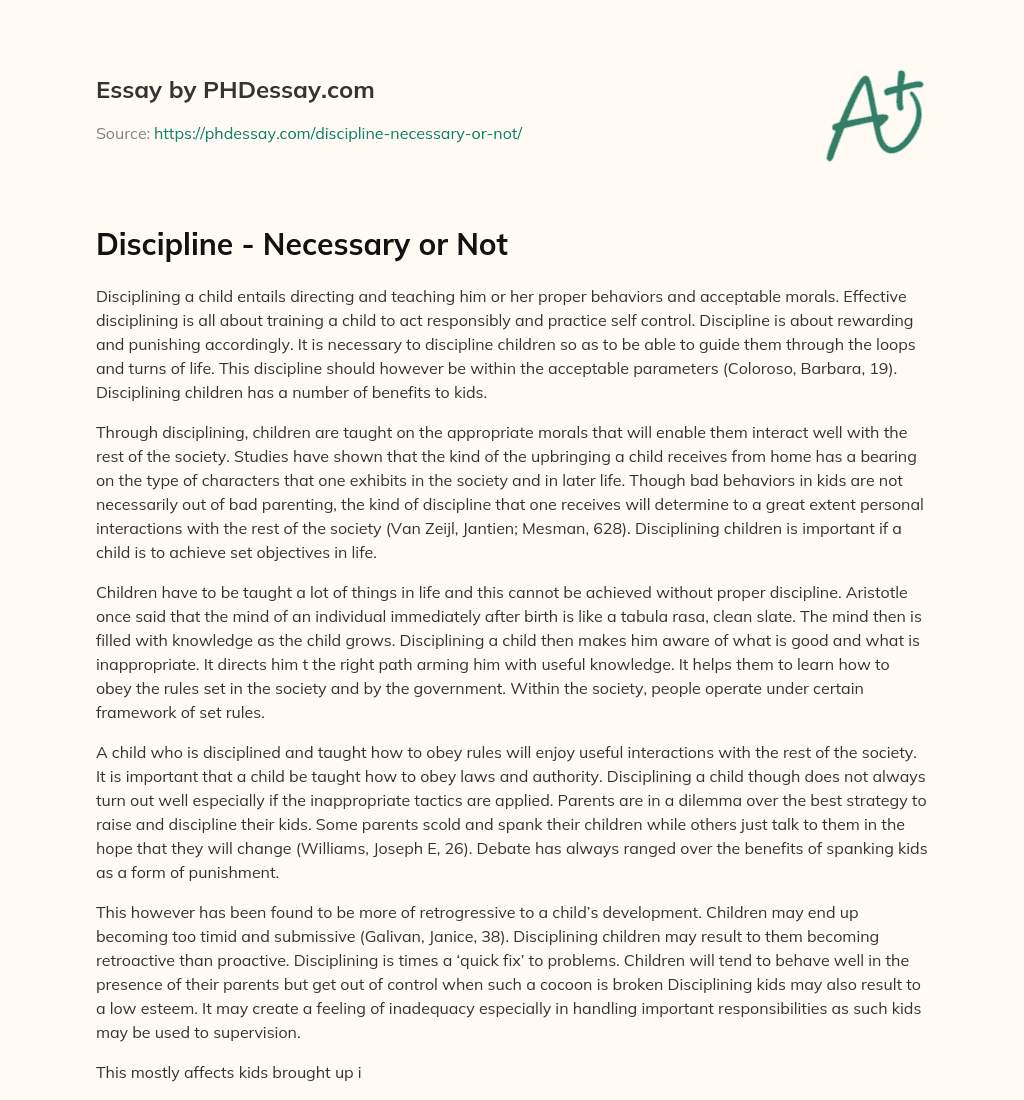 Discipline – Necessary or Not essay