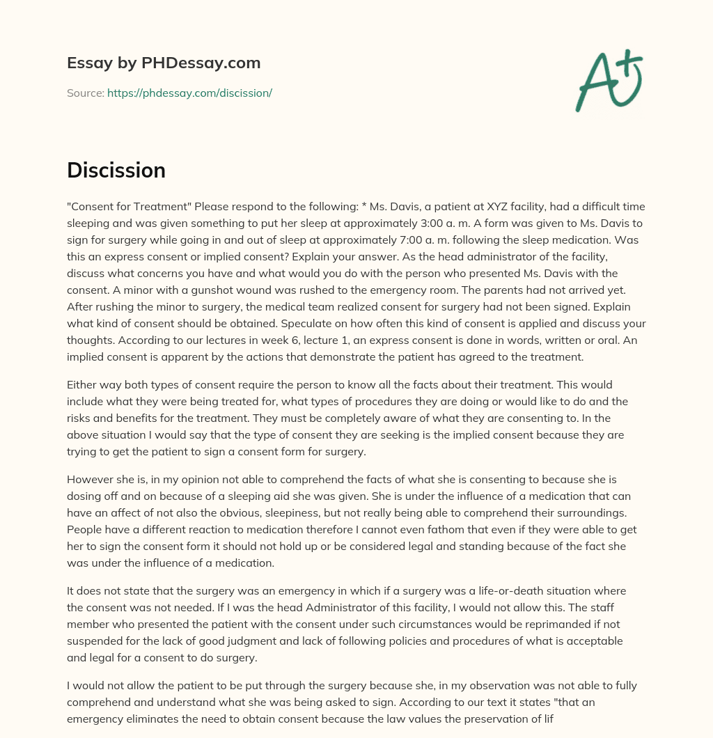 The Importance of Informed Consent in Medical Treatment: Examples and Concerns essay