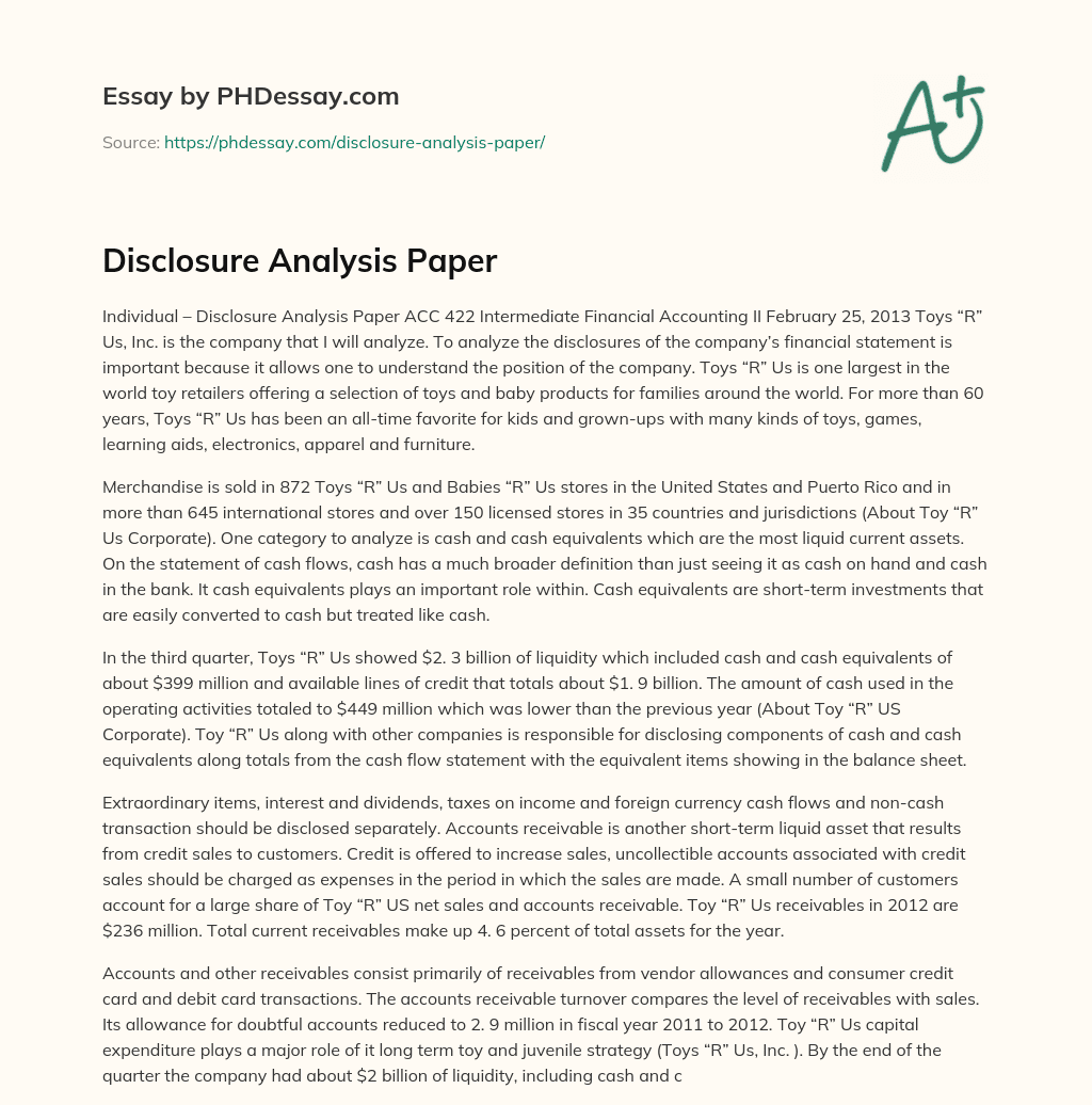 Disclosure Analysis Paper essay