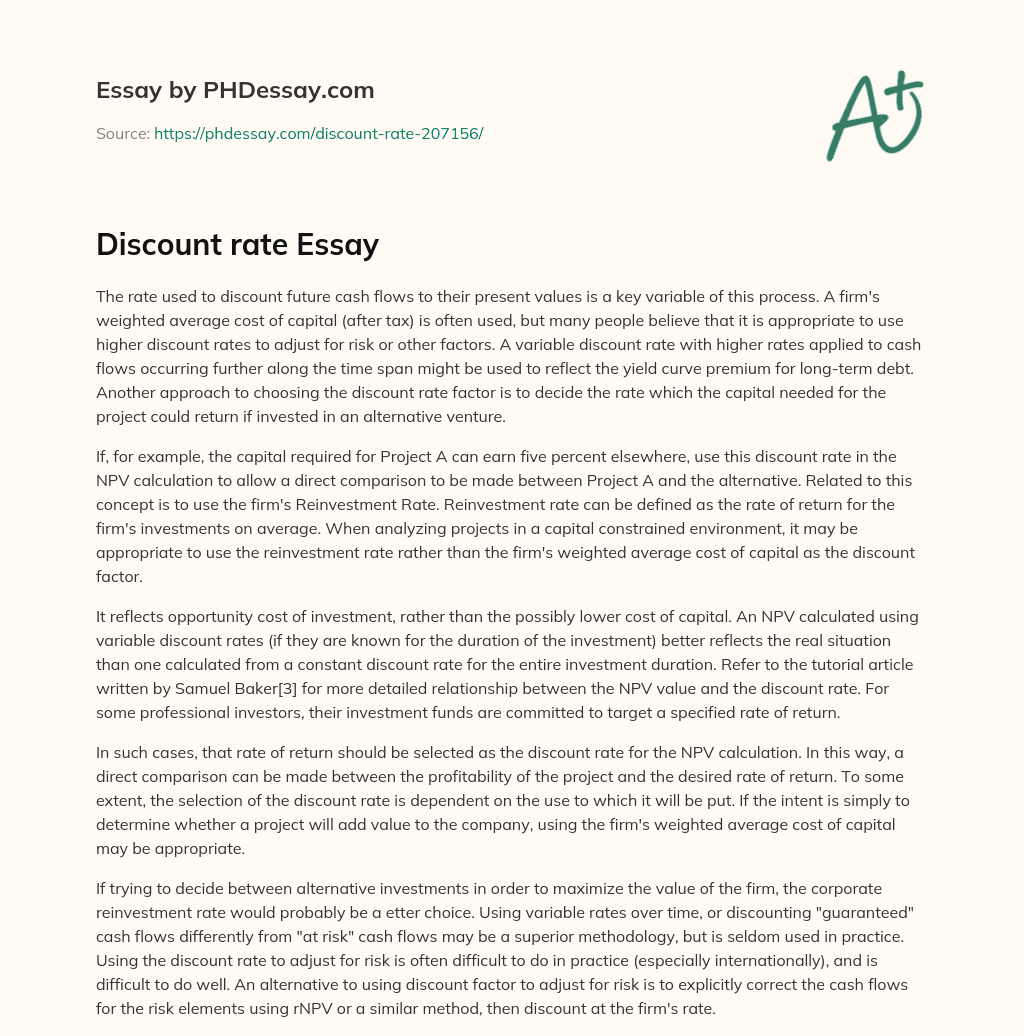 Discount rate Essay essay
