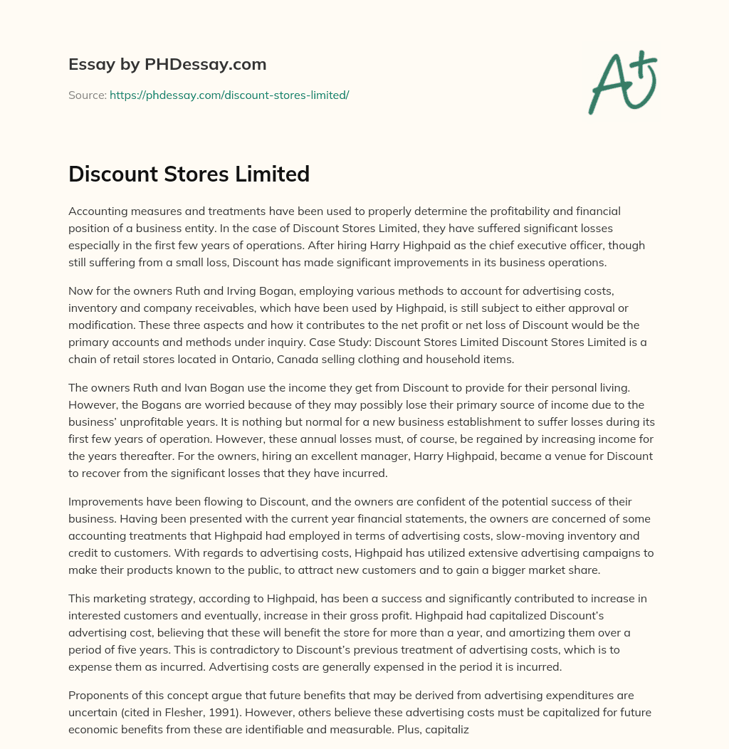 Discount Stores Limited essay