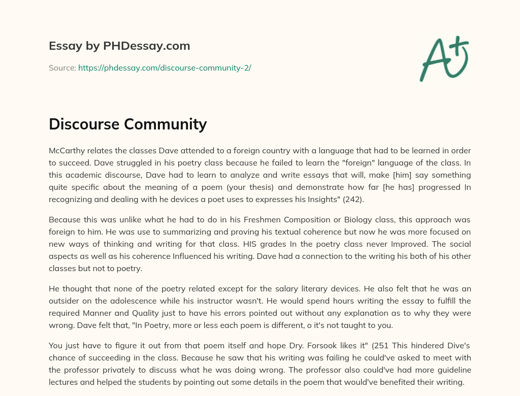 Discourse Community essay