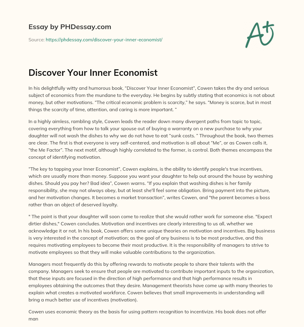 Discover Your Inner Economist essay