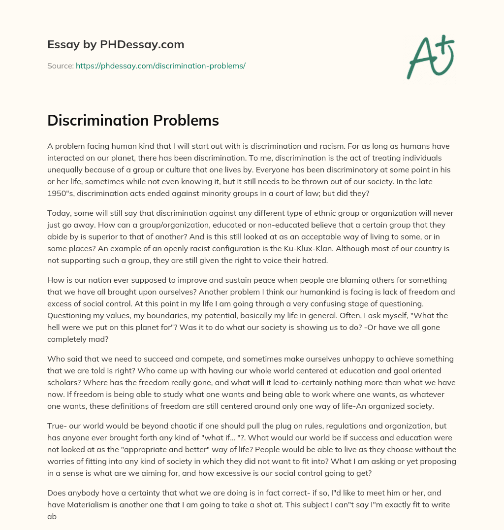Discrimination Problems essay