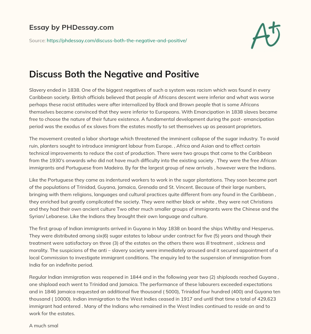 Discuss Both the Negative and Positive essay