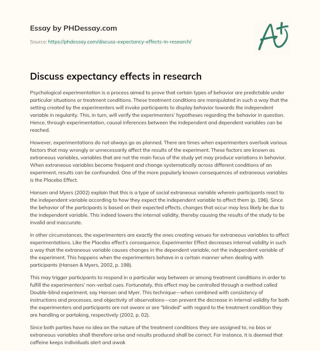 Discuss expectancy effects in research essay