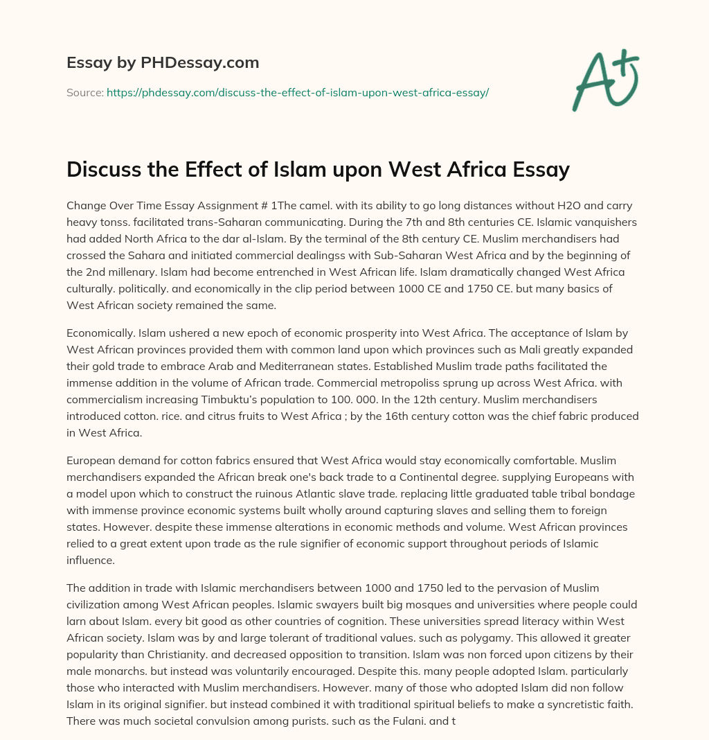 Discuss the Effect of Islam upon West Africa Essay essay