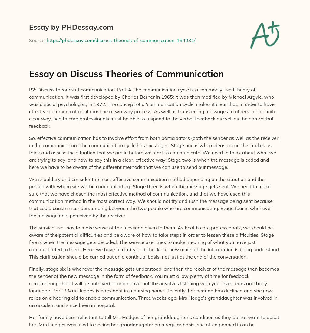 Essay on Discuss Theories of Communication essay