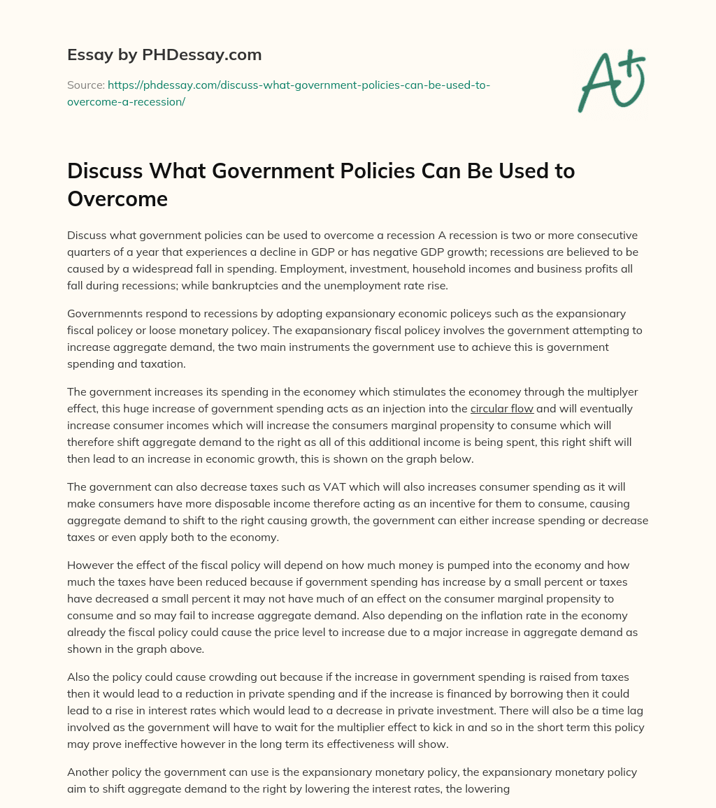 Discuss What Government Policies Can Be Used to Overcome essay