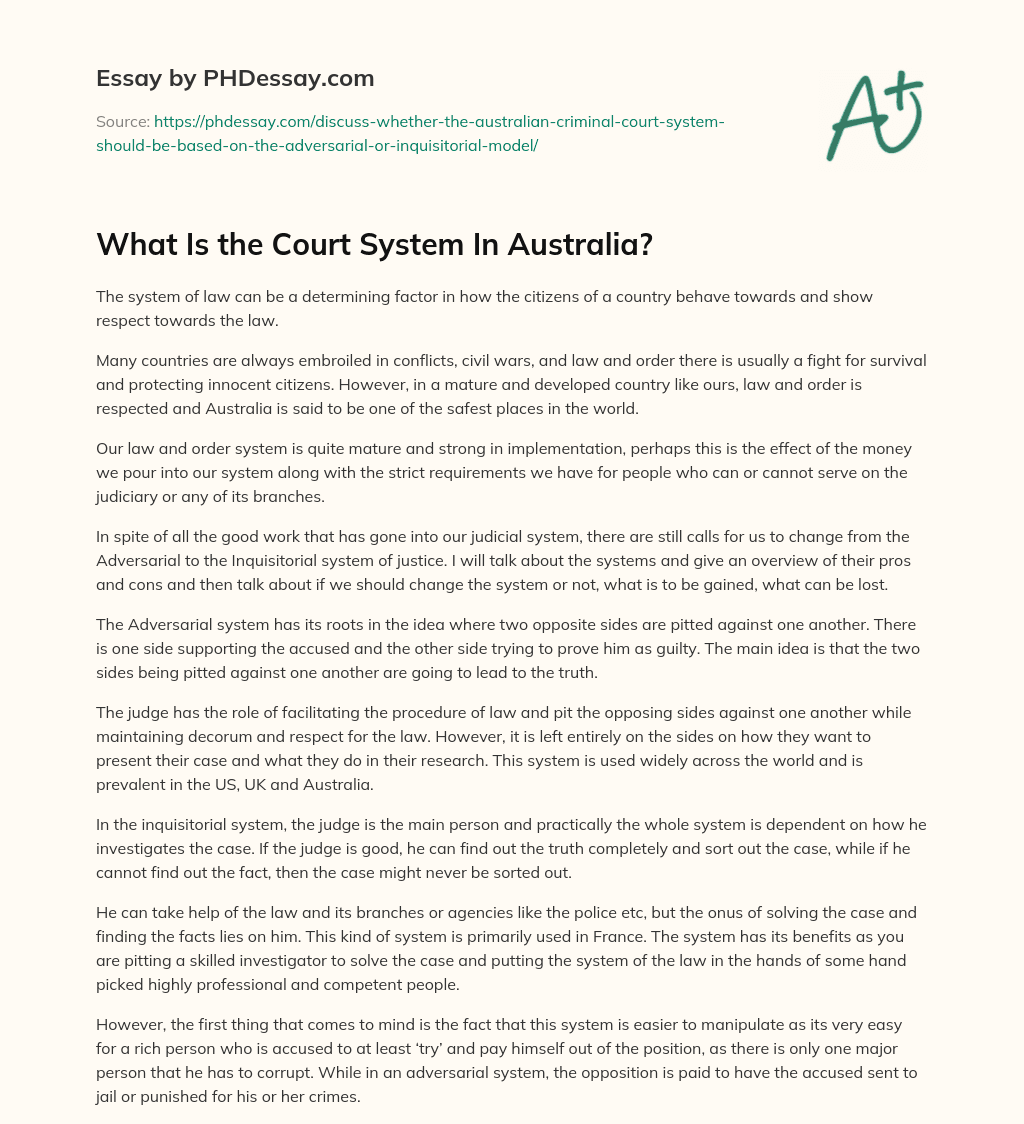 What Is the Court System In Australia? essay