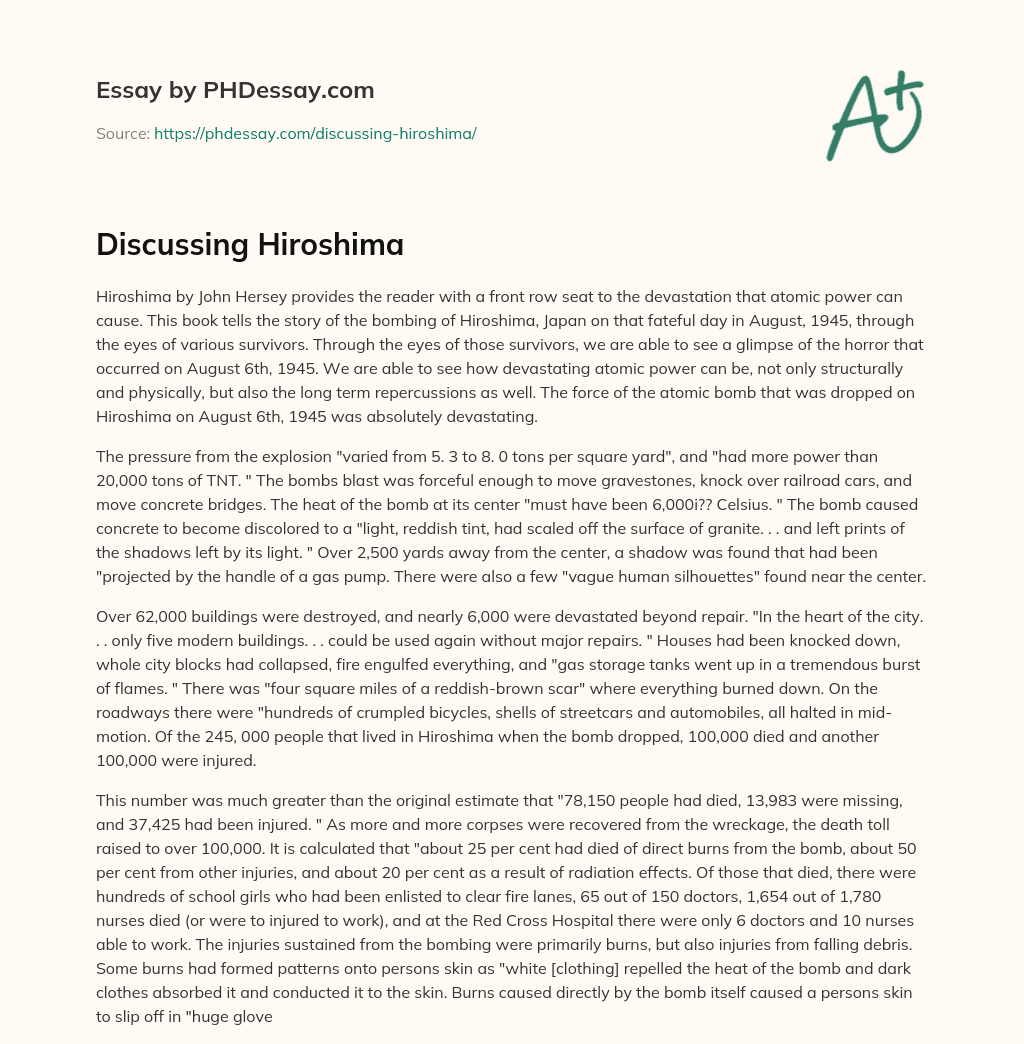 Discussing Hiroshima essay