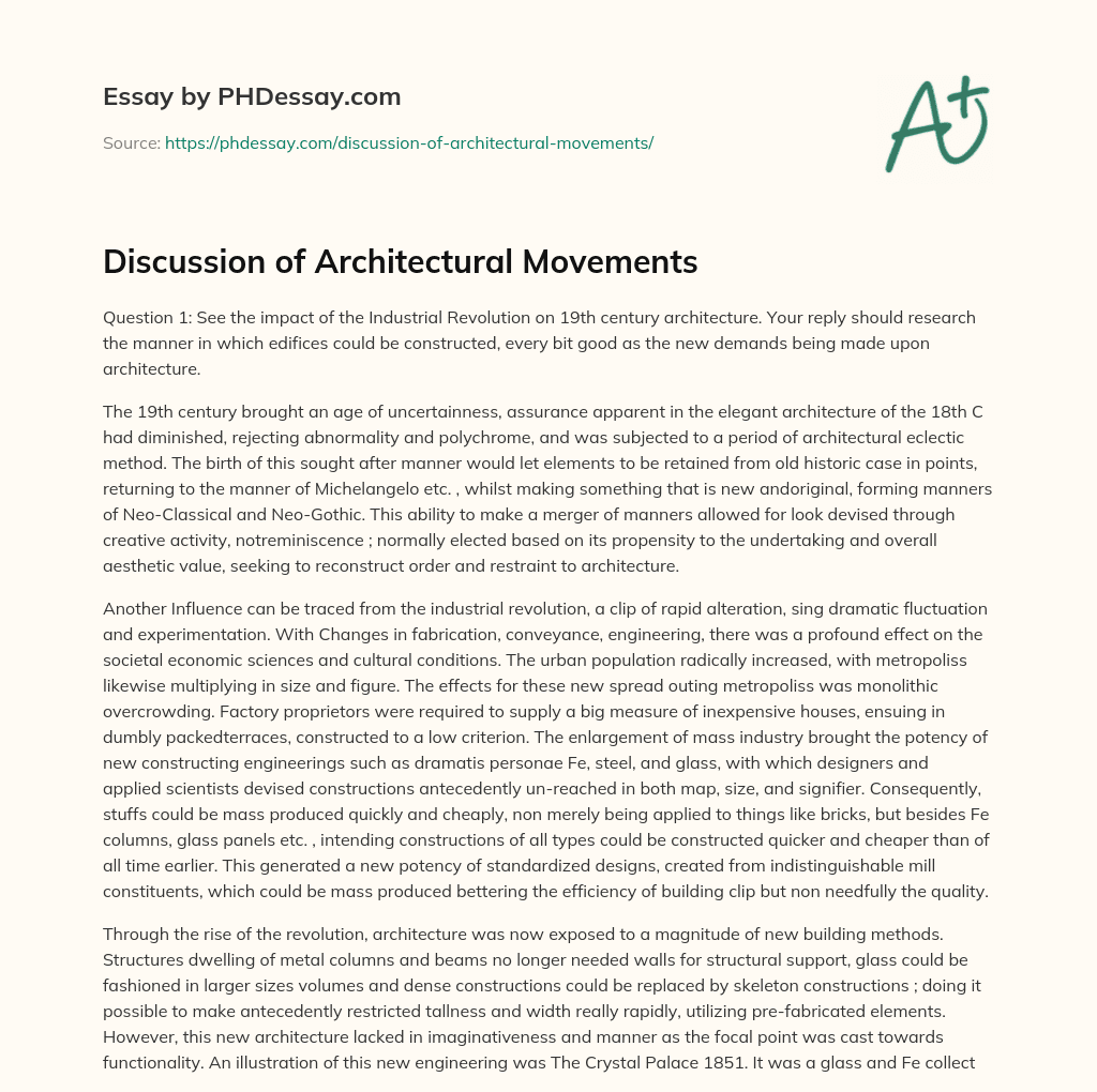 Discussion of Architectural Movements essay