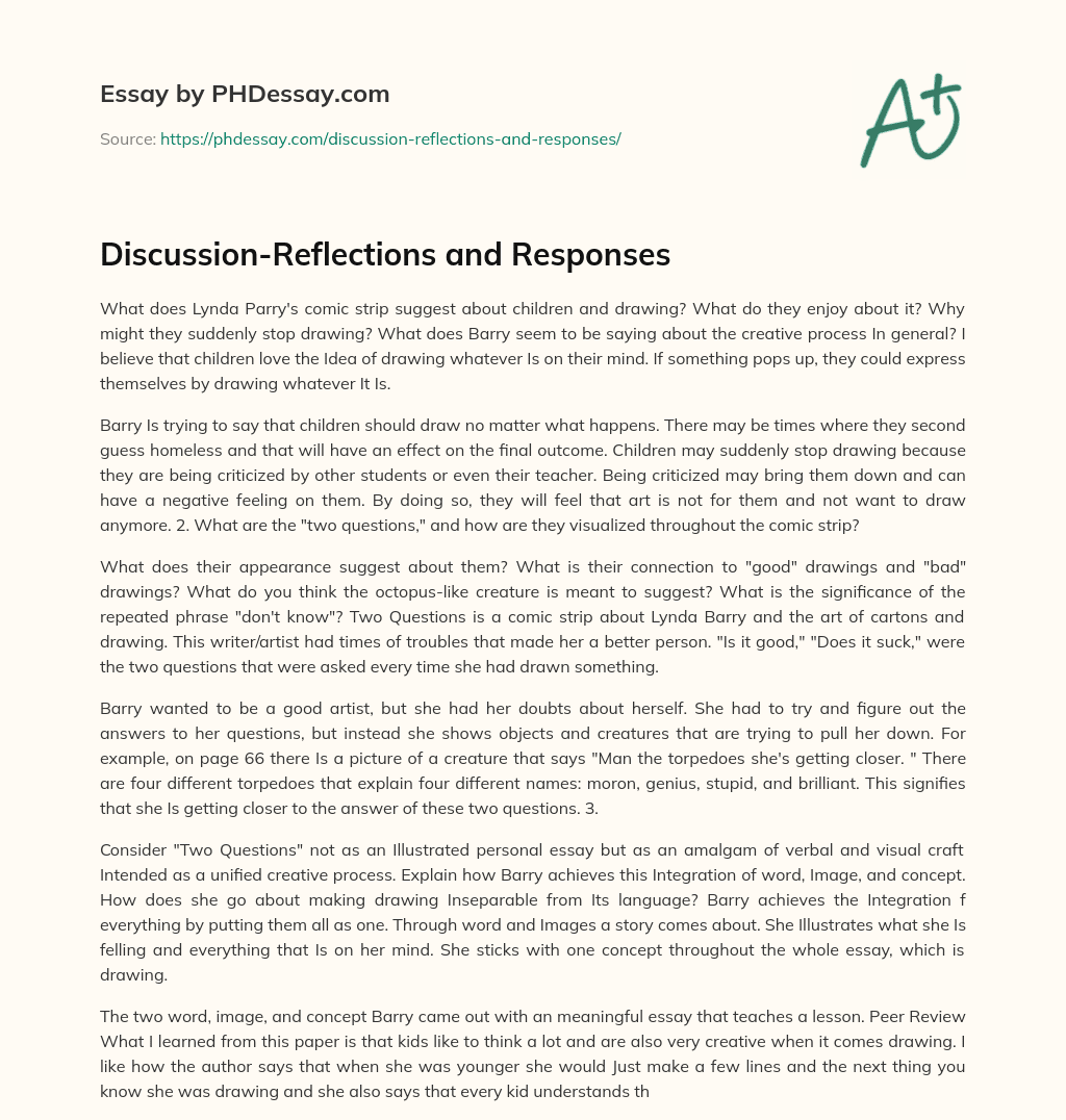 Discussion-Reflections and Responses essay