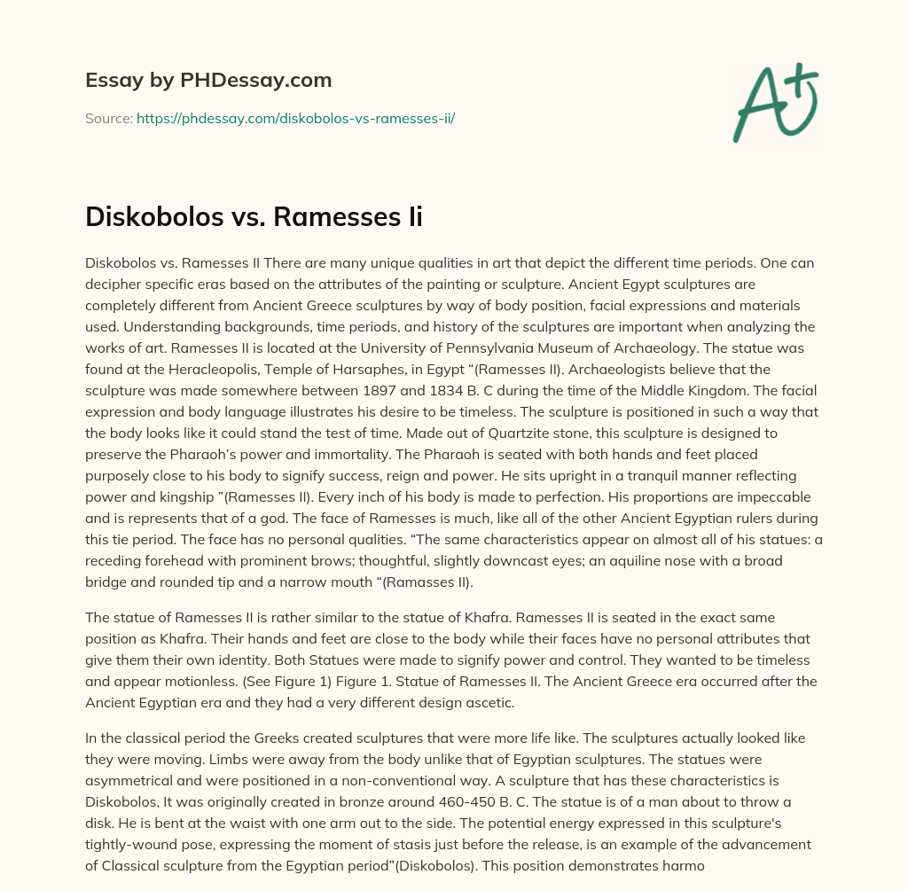 Diskobolos vs. Ramesses Ii essay