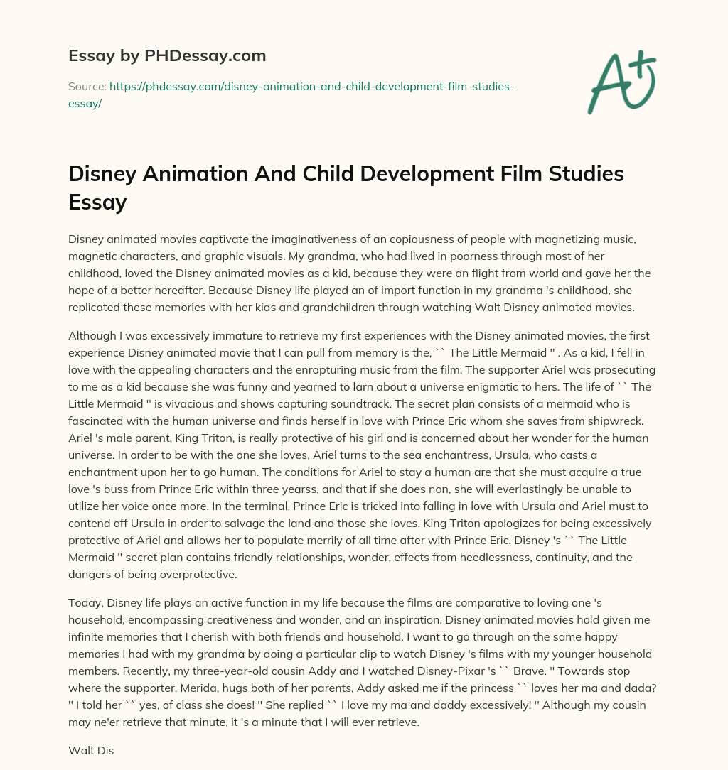 Disney Animation And Child Development Film Studies Essay essay