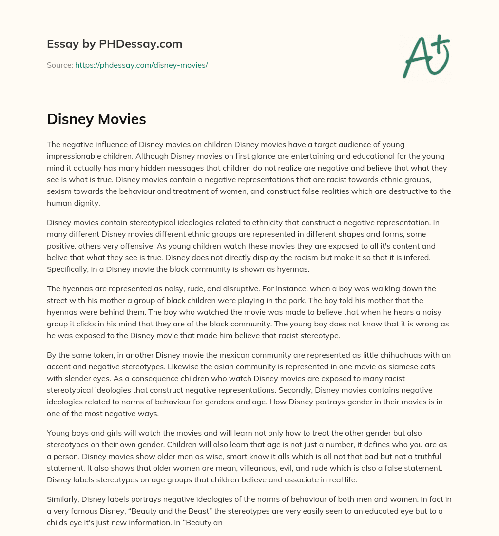 Disney Movies essay