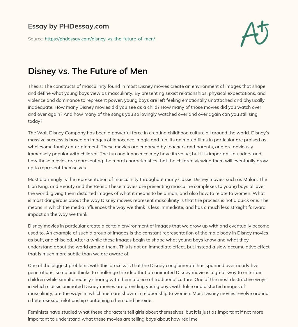 Disney vs. The Future of Men essay