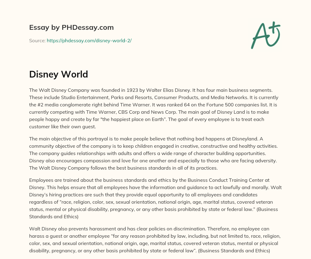 Disney World essay