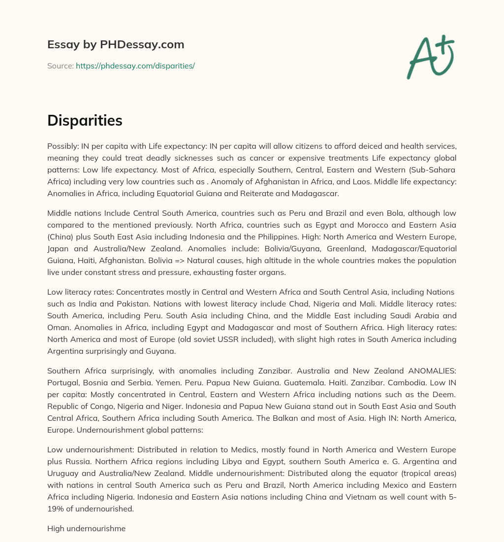 Global Life Expectancy Patterns and the Importance of IN Per Capita for Healthcare Access essay