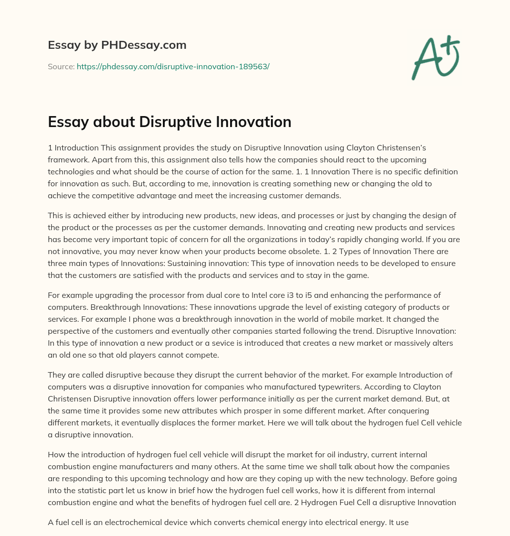 Essay about Disruptive Innovation essay