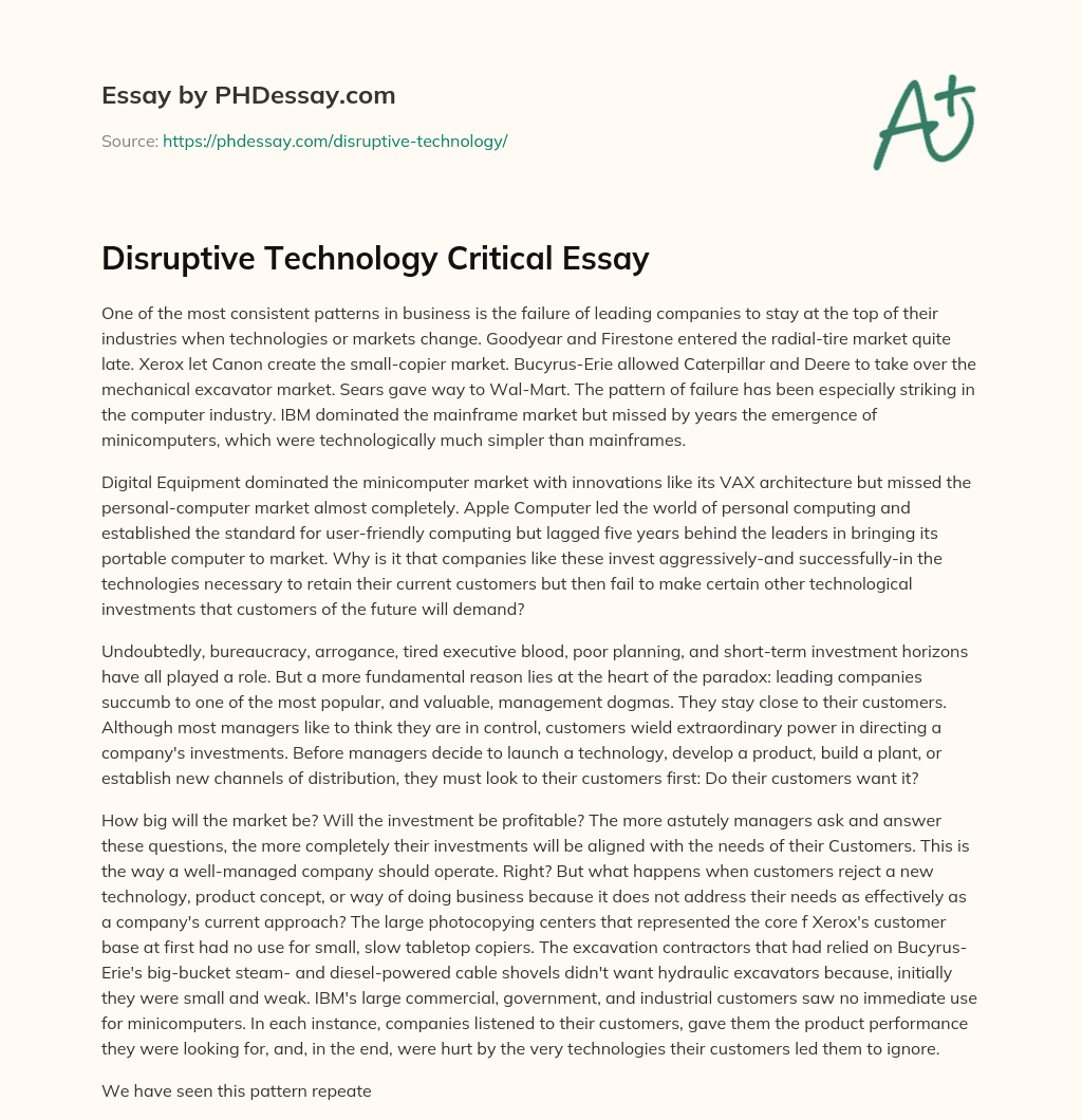 essay on disruptive technology