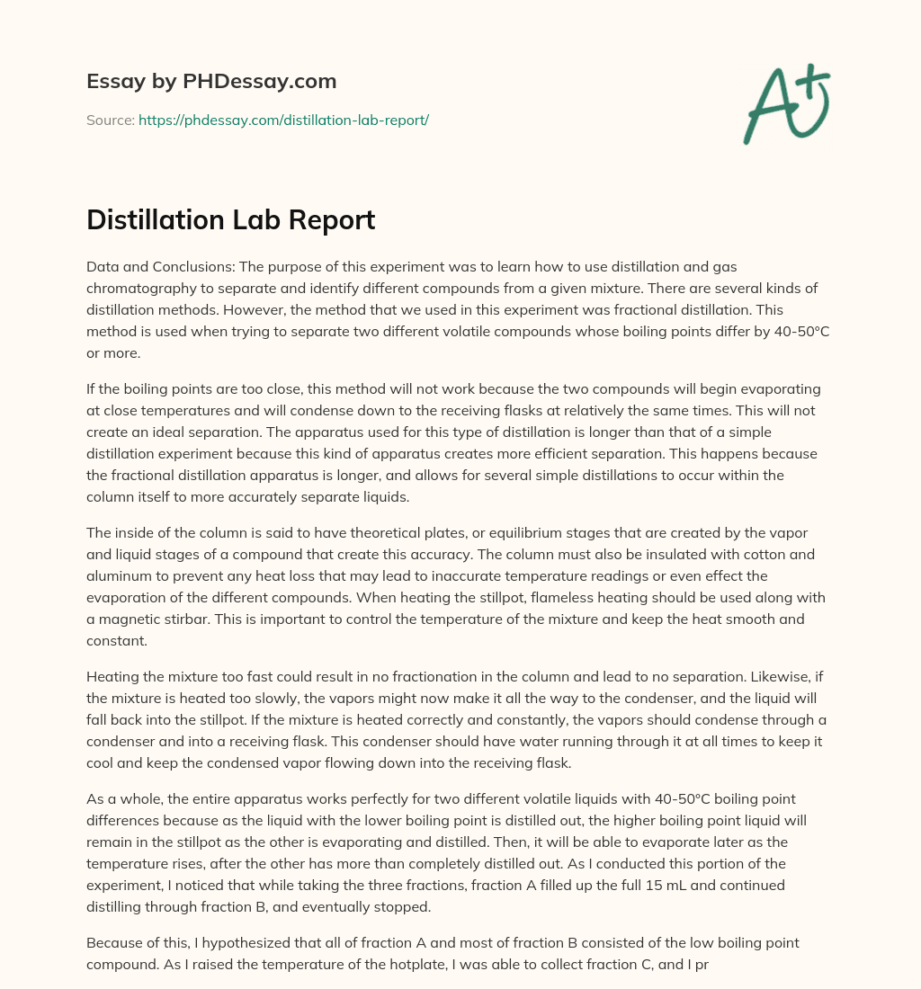 Distillation Lab Report