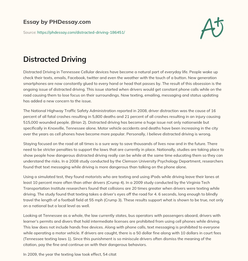 Distracted Driving essay