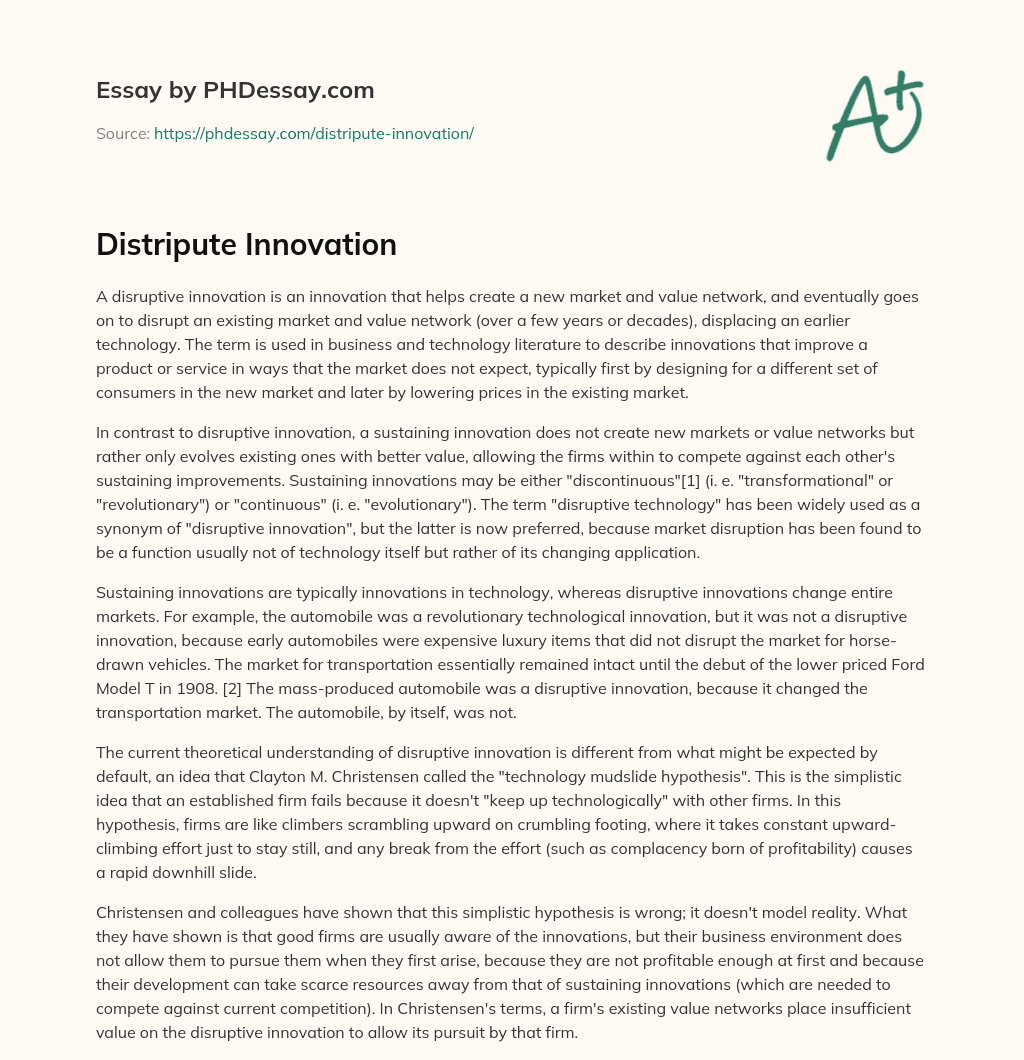 Distripute Innovation essay