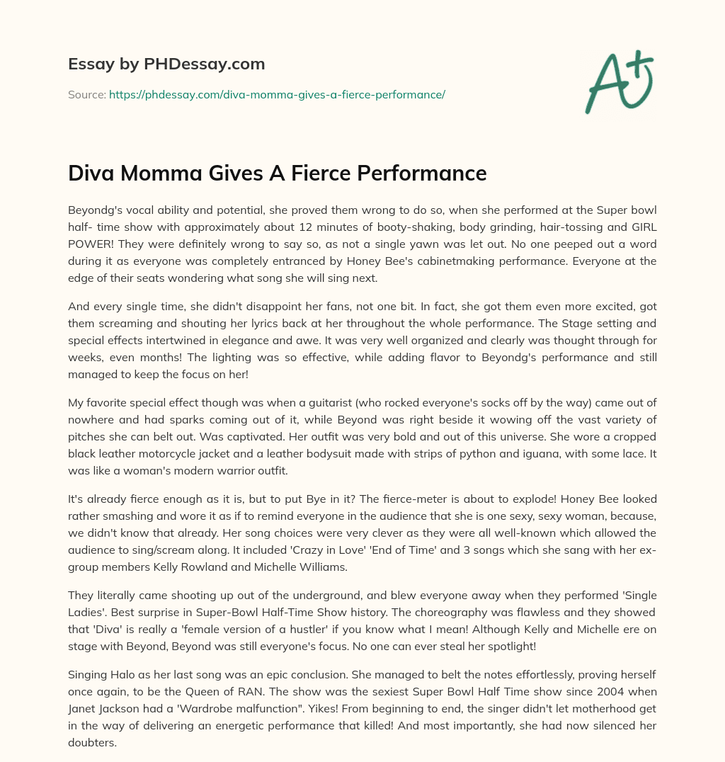 Diva Momma Gives A Fierce Performance essay