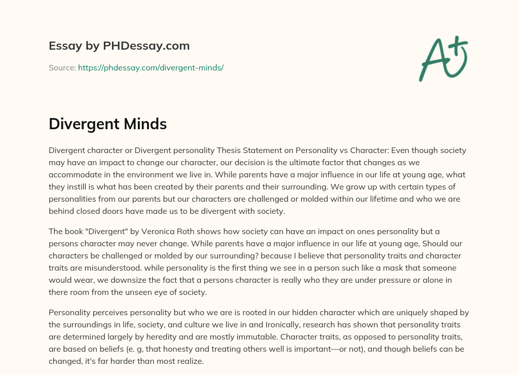 Divergent Minds essay