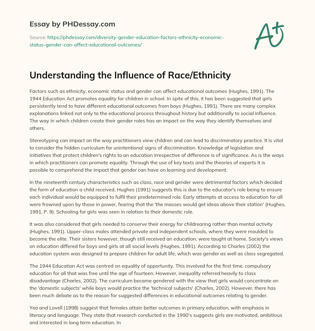 Understanding the Influence of Race/Ethnicity essay