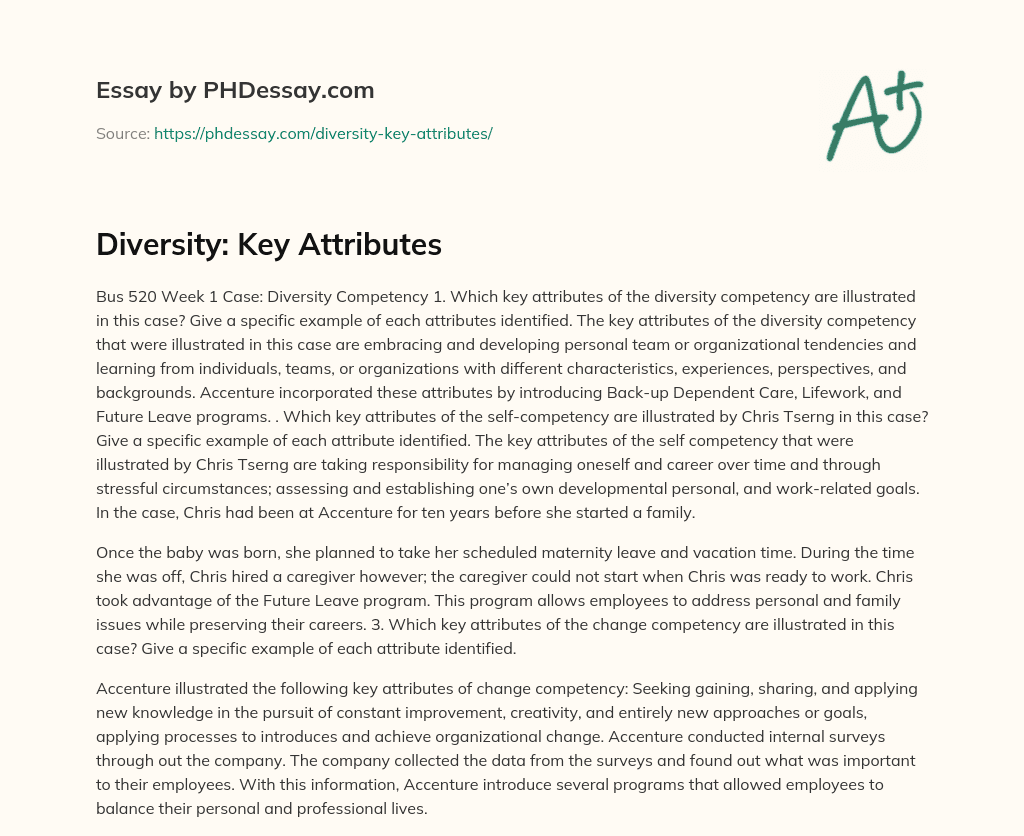 Diversity: Key Attributes essay