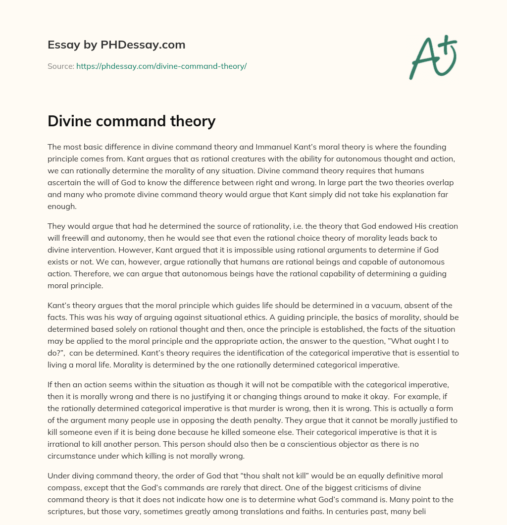 divine command theory and natural law theory essay