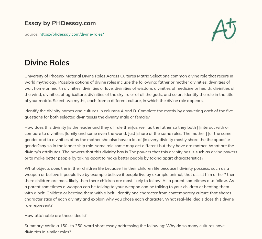 Divine Roles essay