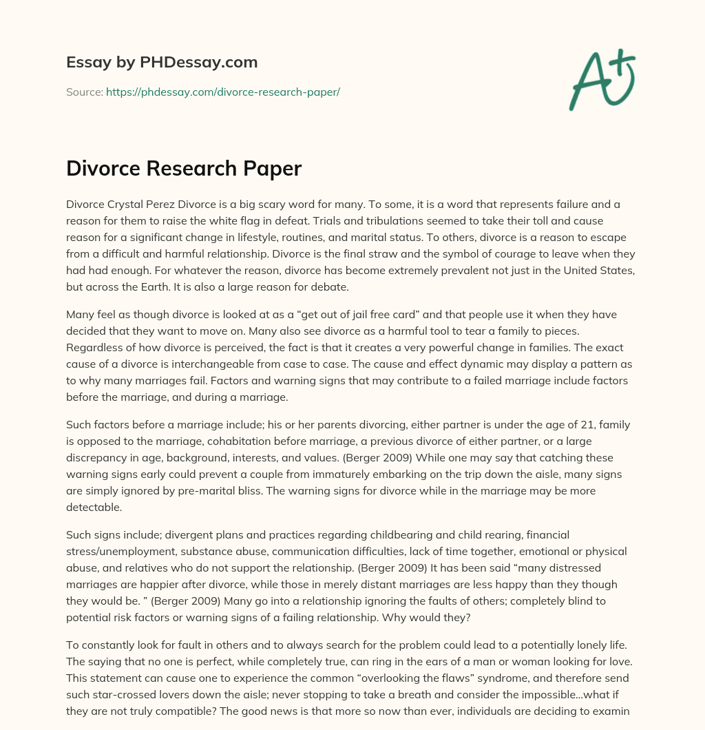 Divorce Research Paper essay