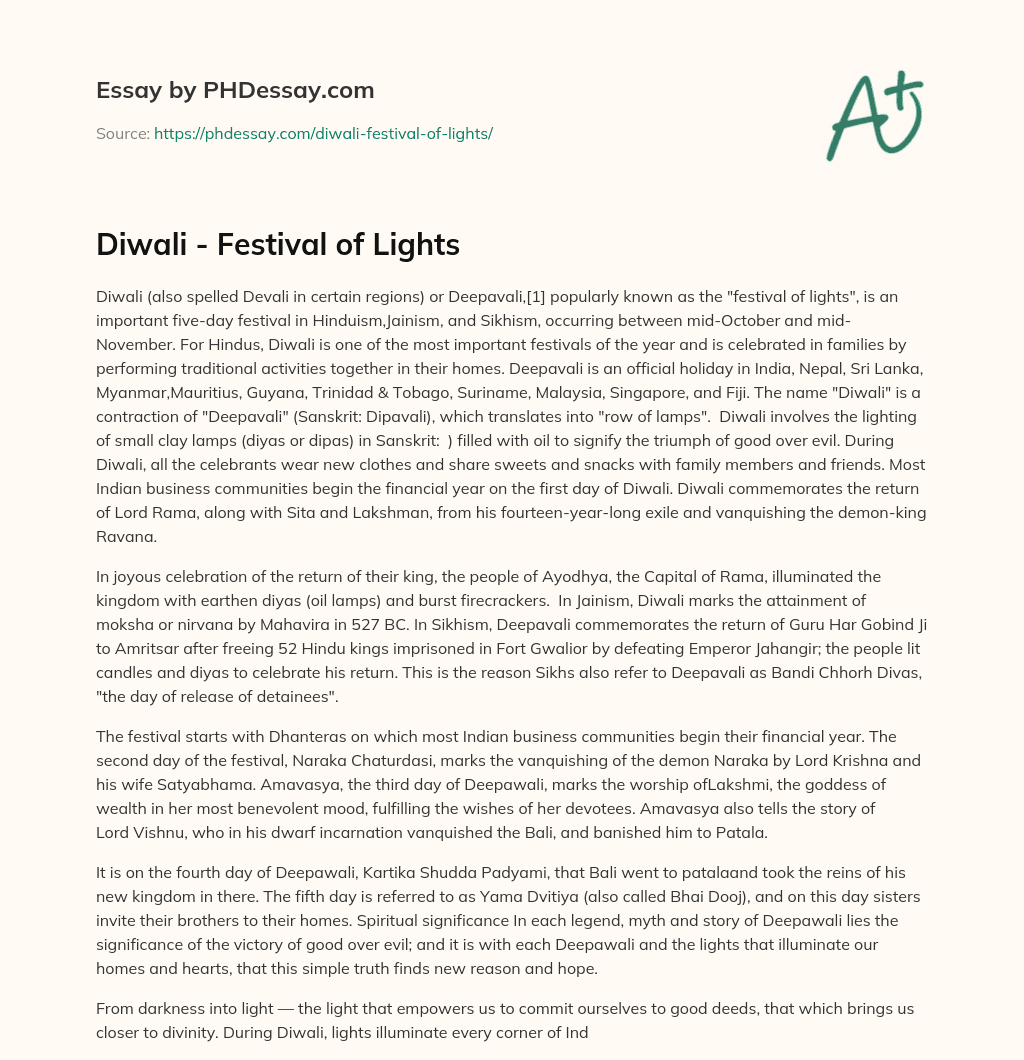 festival of lights essay conclusion