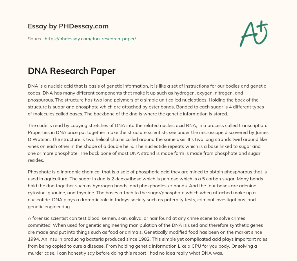 dna research paper pdf