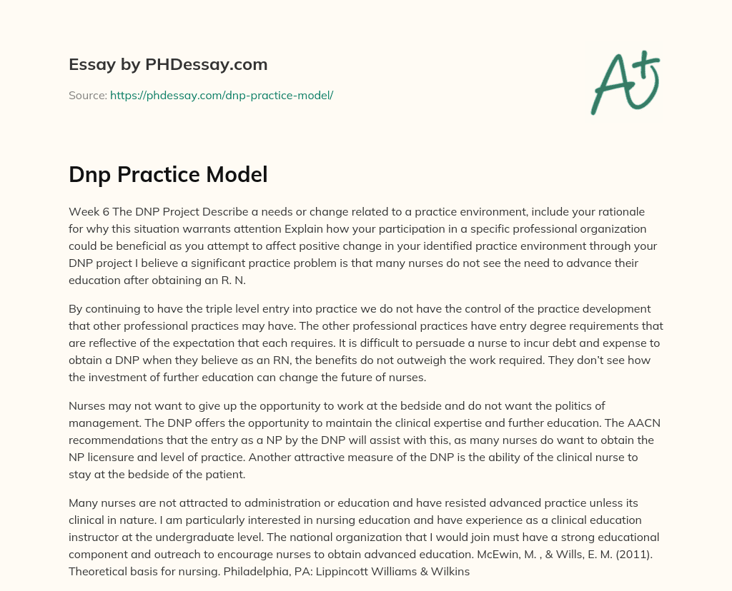 Dnp Practice Model essay
