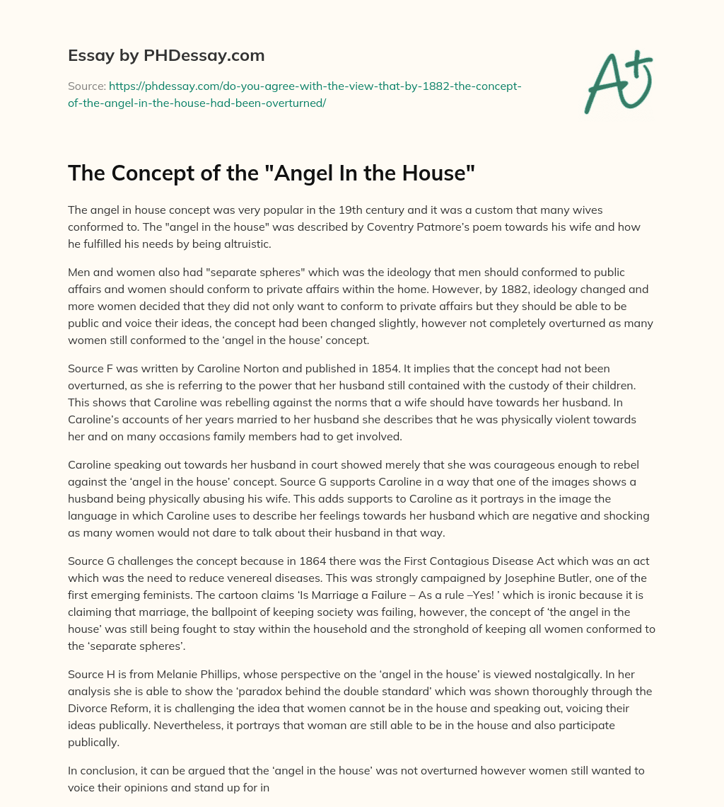 The Concept of the “Angel In the House” essay