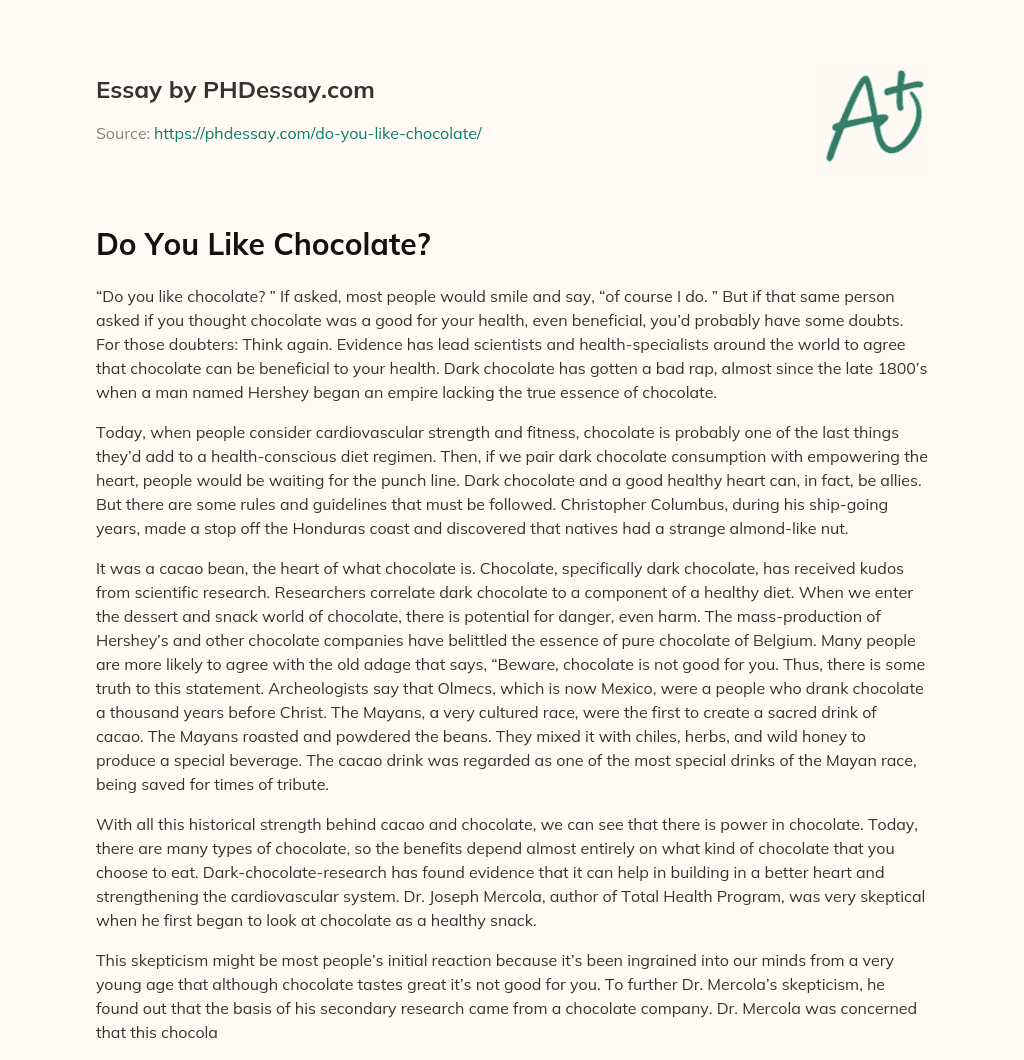 short essay about chocolate