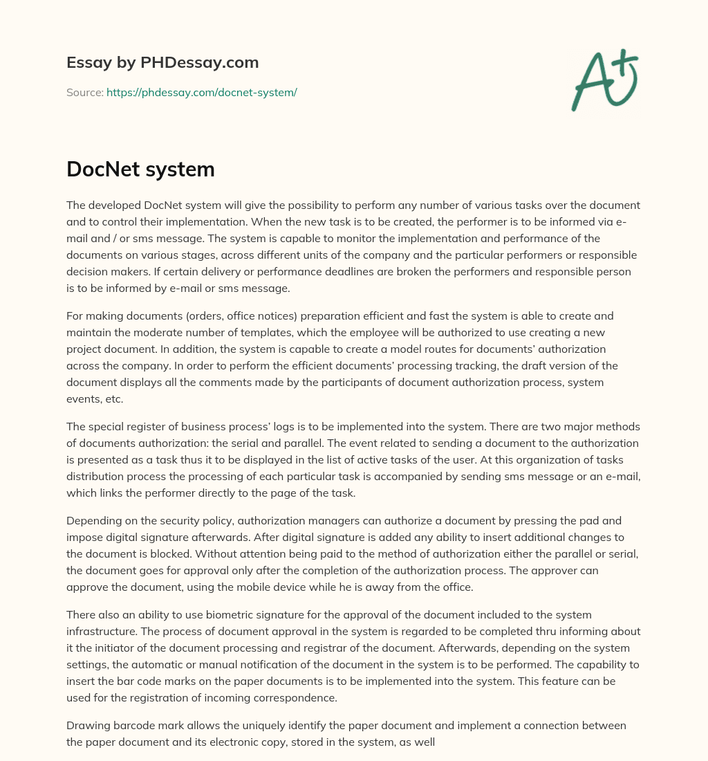 DocNet system essay