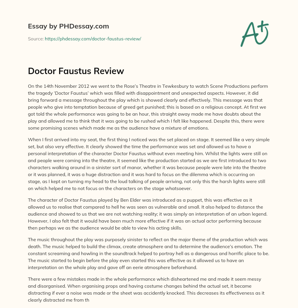 Doctor Faustus Review