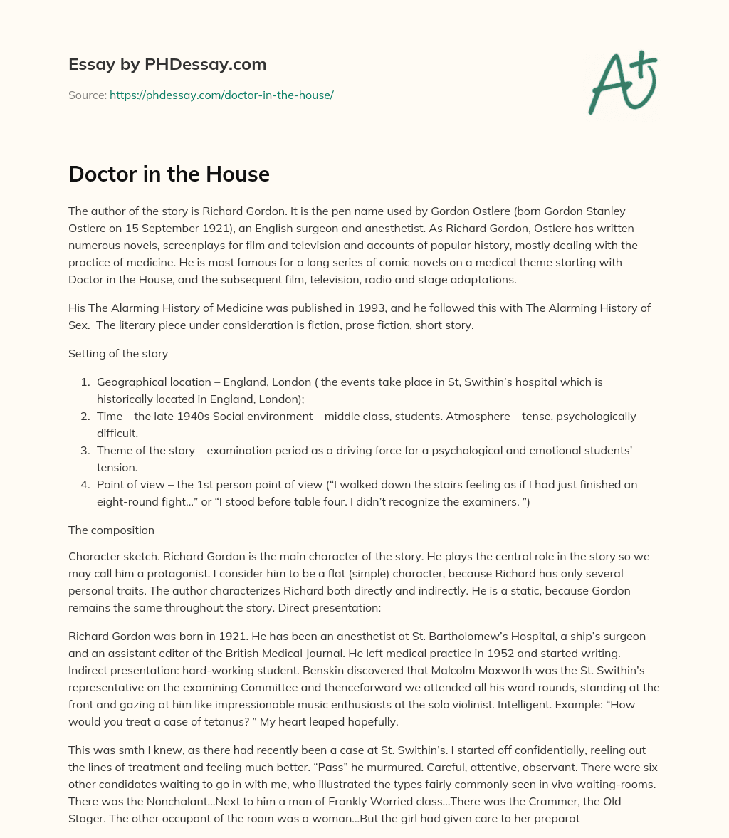 Doctor in the House essay