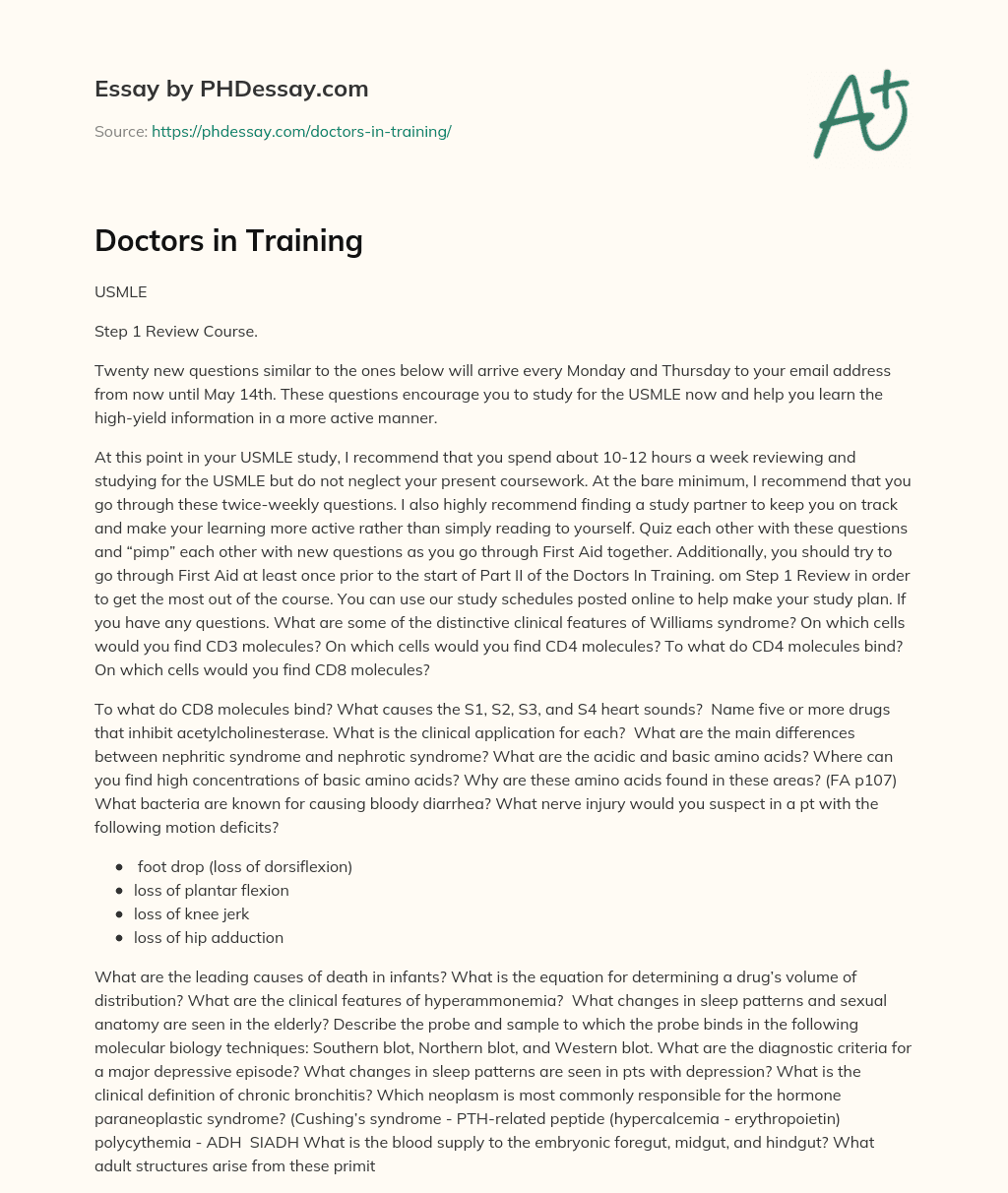 Doctors in Training essay