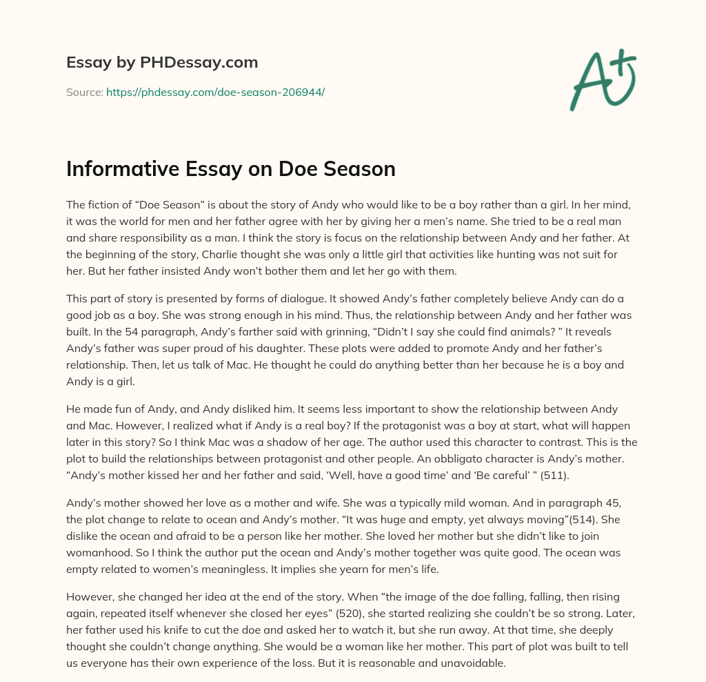 Informative Essay on Doe Season essay