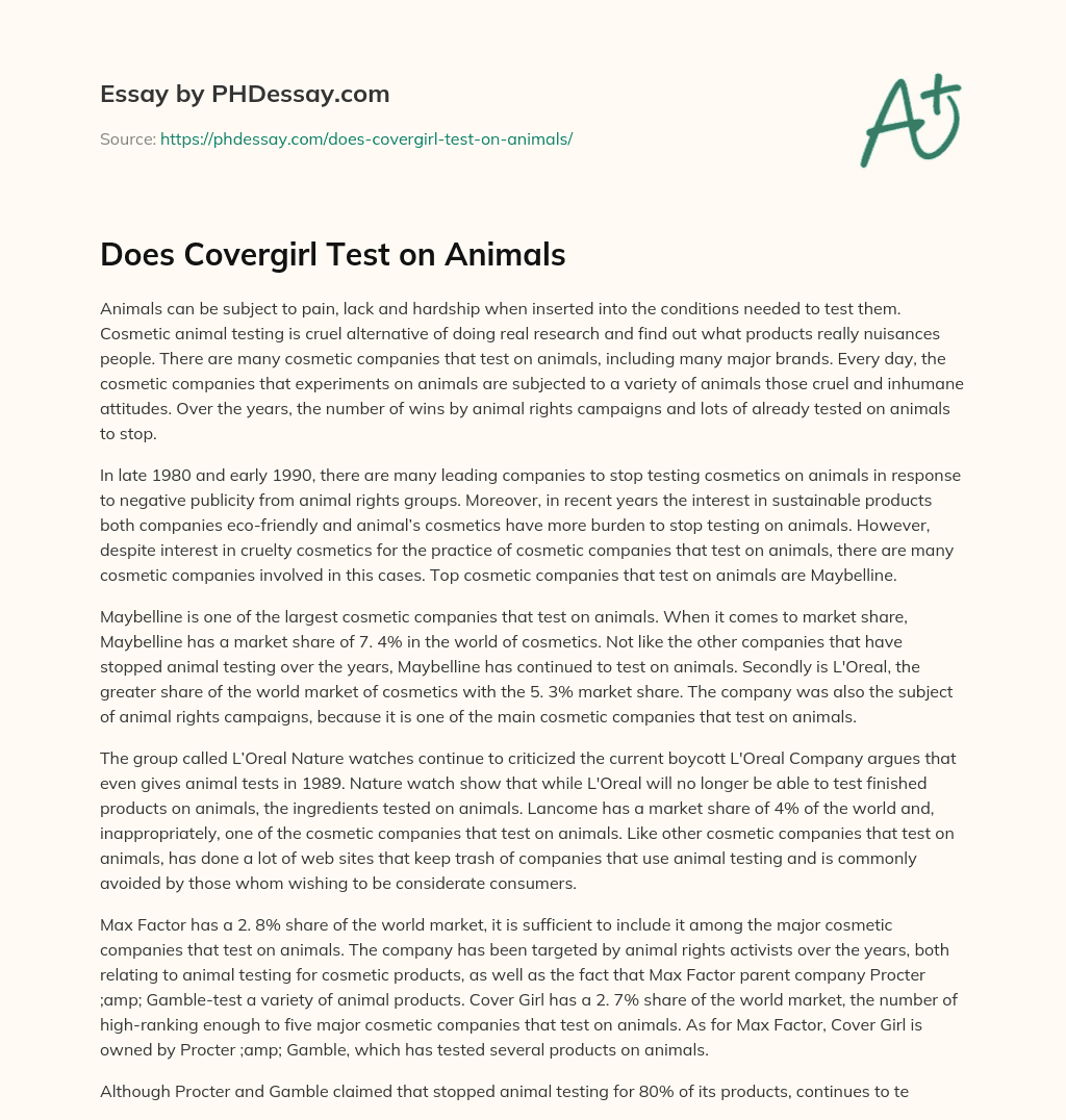 Does Covergirl Test on Animals essay